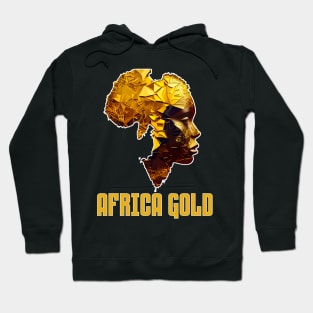 African Woman Shaped In Golden Africa Map Hoodie